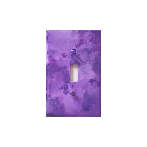 Hand Crafted Other - Hand Crafted Purple Abstract Design Single Toggle Light Switch Plate
